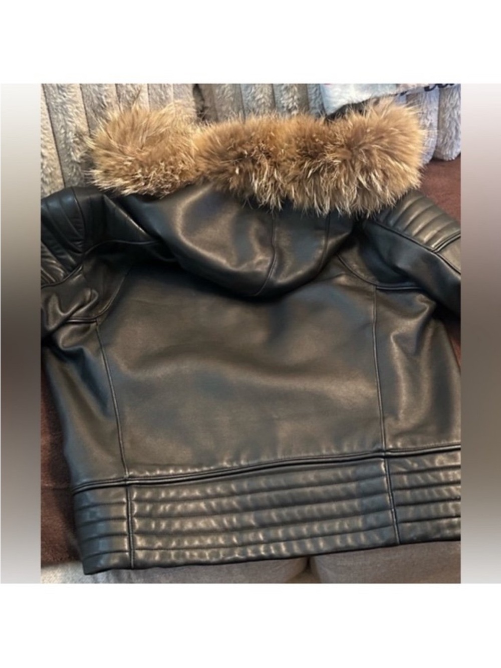 Moto Biker country goose GORGEOUS Softest  leather Warmest JacketFoxFur Size 2xL - Picture 8 of 9